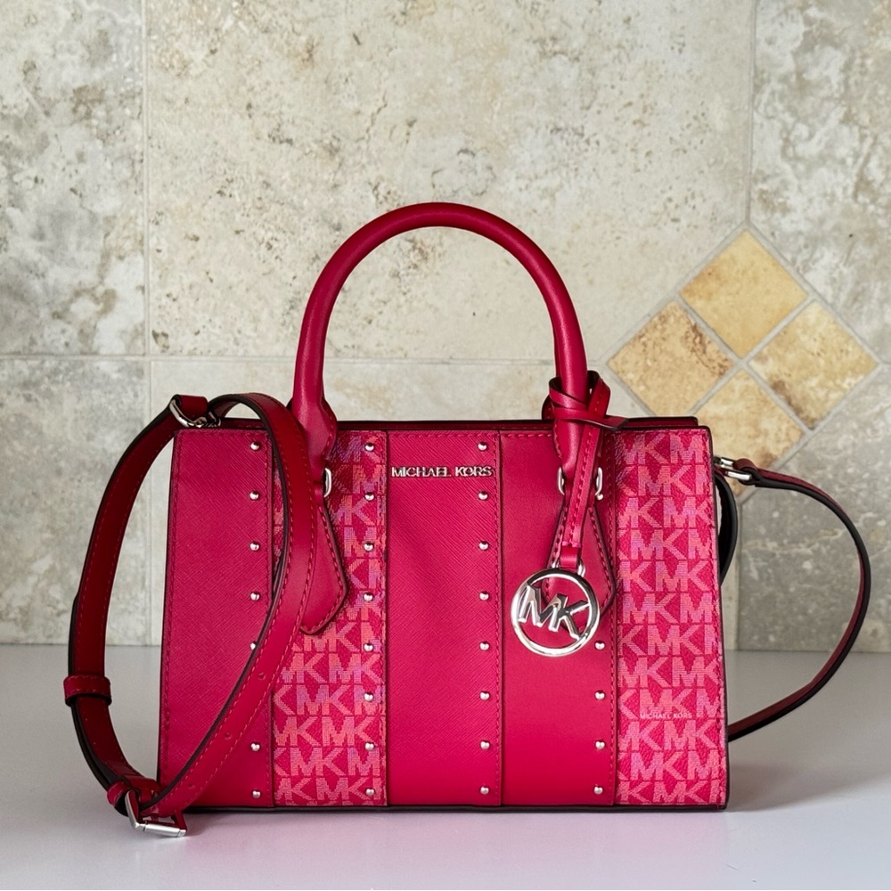 Michael Kors Sheila SM Satchel Shoulder Bag MK Raspberry